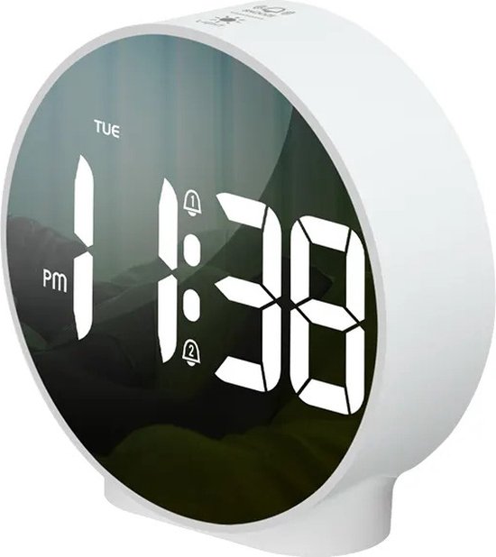 Wekker numérique - Deux alarmes - Dimmable - Pile USB et AAA - Pour adultes et enfants - Horloge pour la maison et les vacances