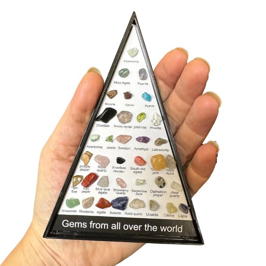 Gemstones and Minéraux World Collection - 36 mini pierres dans un emballage pyramidal - Pierres roulées