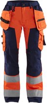 Blåkläder 7156-1811 Pantalon de travail femme High Vis avec poches à clous Orange / Bleu marine taille 38