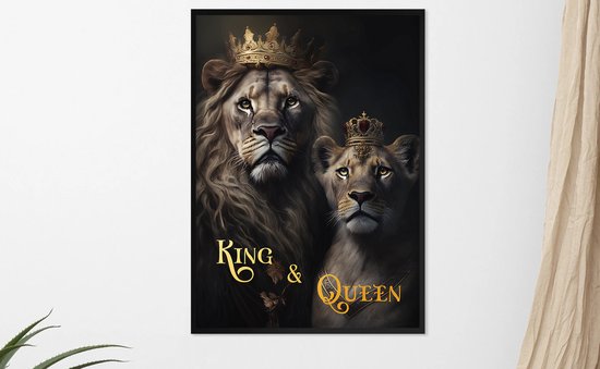 Leeuwenkoppel als King & Queen - GoudFolie Tekst 