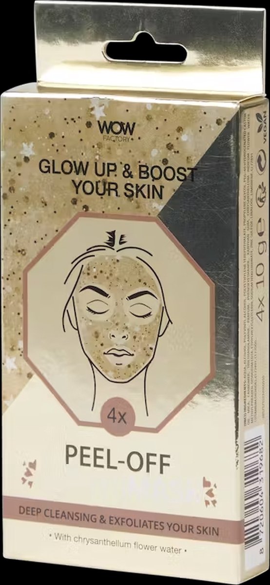 GLOW UP & BOOST YOUR SKIN - Masque facial à paillettes peel-off - 4X -  NETTOIE EN