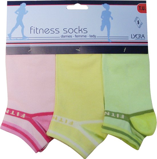 Dames enkelkousen fitness fantasie words - 6 paar gekleurde sneaker sokken - 36/41
