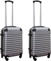 Travelerz kofferset 2 delig ABS handbagage koffers - met cijferslot - 39 liter - zilver