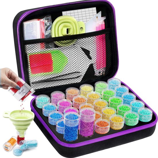 YUTUY Diamond Painting Accessoires Boite,70 Emplacements Boite Diamond Painting Rangement,Boîtes d'accessoires de Peinture au Diamant 5D,avec Entonnoir,pour Broderie Diamant Kit Complet