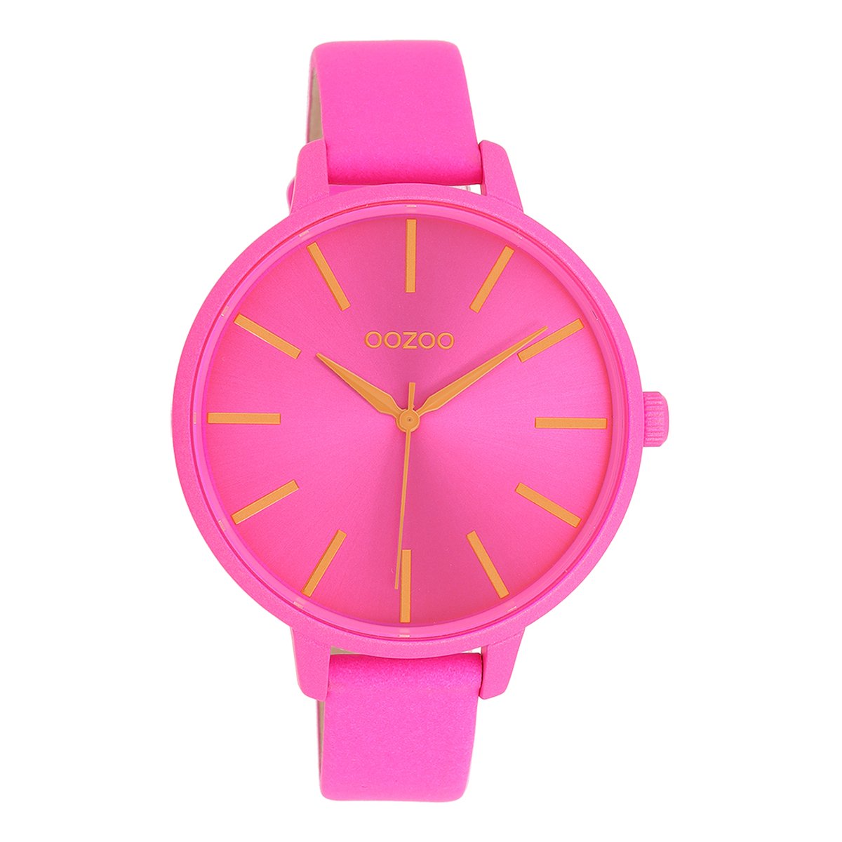OOZOO Timepieces - Neon roze OOZOO horloge met neon roze leren band - C11186