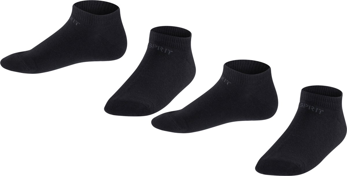 Esprit Foot Logo 2-Pack duurzaam organisch katoen multipack sneakersokken kinderen zwart - Maat 27-30