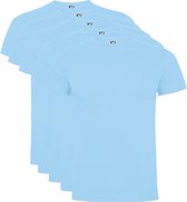 5 Pack Roly Dogo Premium Heren T-Shirt 100% katoen Ronde hals Licht Blauw, Maat L