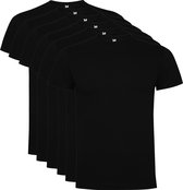 6 Pack Roly Dogo Premium Heren T-Shirt 100% katoen Ronde hals Zwart, Maat S