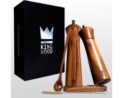 peper en zoutmolen set - FSC -Acacia -houten pepermolen - 21,5cm - BBQ - accacia - peper en zoutstel