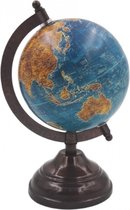 Globe Océan bleu - beau globe en plastique sur socle en métal - 22 cm de haut