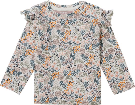 Noppies Girls tee Virginia long sleeve allover print Meisjes T-shirt - Fawn - Maat 74