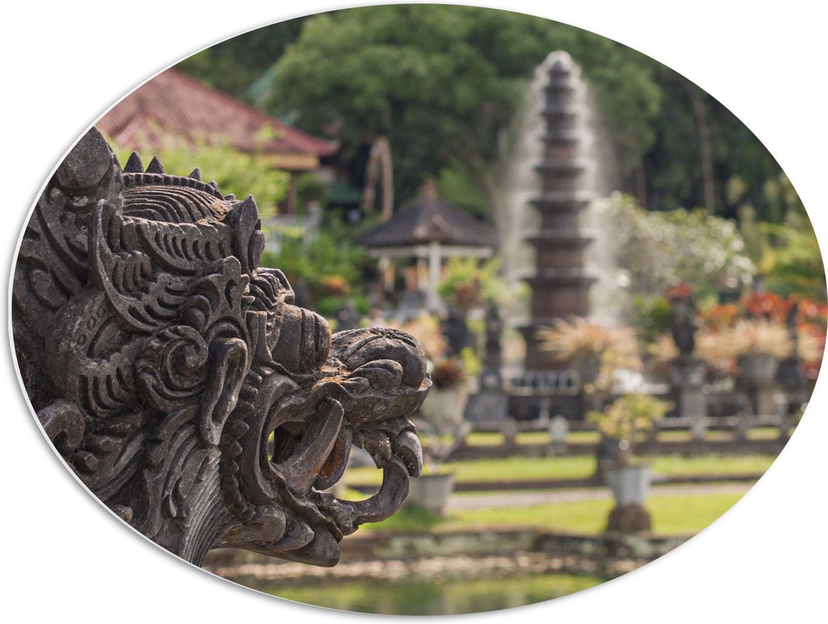 PVC Schuimplaat Ovaal - Beelden en Fonteinen in Bali - 68x51 cm Foto op Ovaal (Met Ophangs