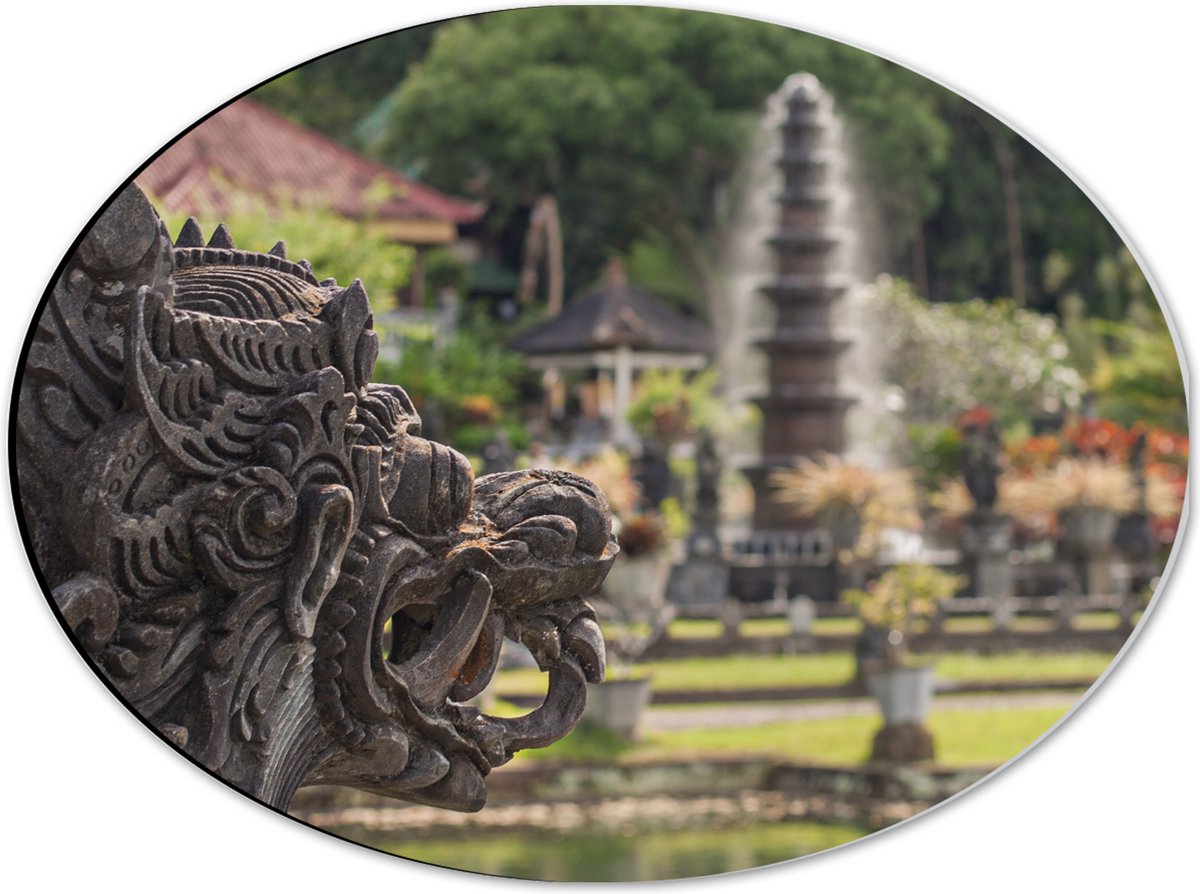 Dibond Ovaal - Beelden en Fonteinen in Bali - 40x30 cm Foto op Ovaal (Met Ophangsysteem)