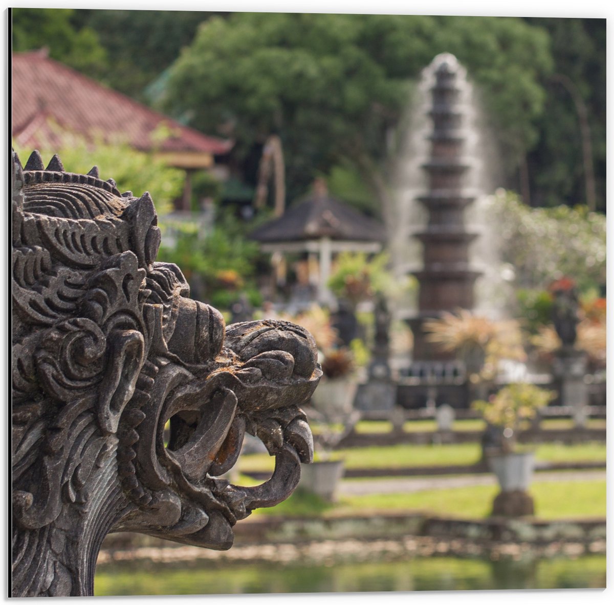 Dibond - Beelden en Fonteinen in Bali - 50x50 cm Foto op Aluminium (Met Ophangsysteem)