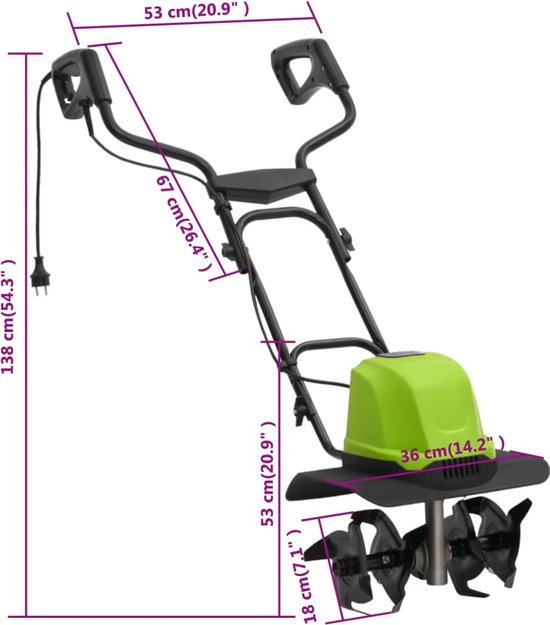 vidaXL - Tuinfrees - met - 4 - messen - elektrisch - 800 - W van VidaXL — afbeelding 2