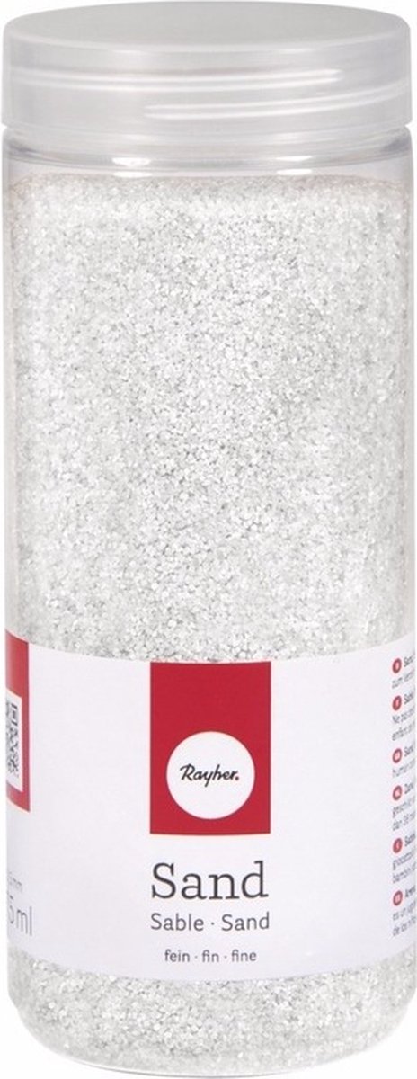 Rayher hobby Fijn decoratie zand korrels - wit - 475 ml - zandkorrels - knutselmateriaal - 0.1 tot 0.5 mm
