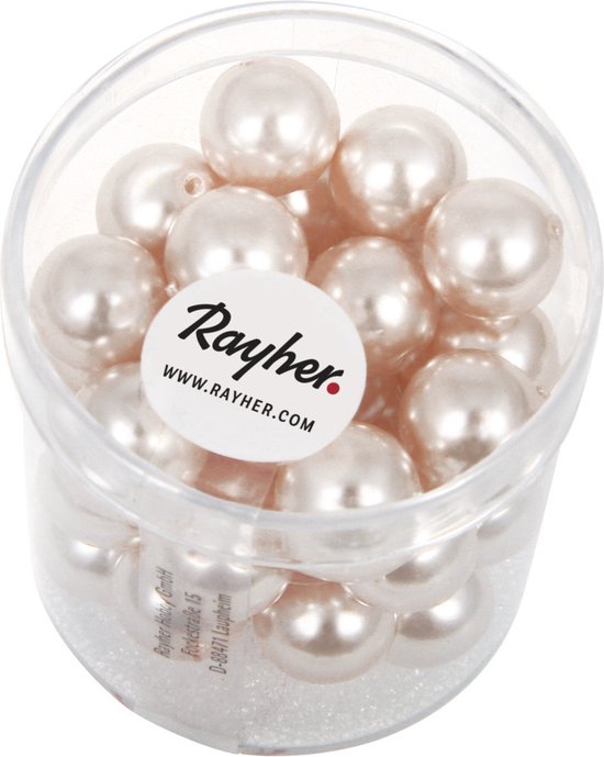 35 perles en verre nacré rose 10 mm