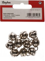 10x Metalen belletjes zilver met oog 15 mm hobby/knutsel benodigdheden - Kerst kersmuts belletjes - Kattenbellen - Hobby- en Knutselmateriaal