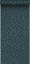 ESTAhome behang stippen donkerblauw en goud - 139276 - 0,53 x 10,05 m
