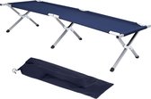 Springos Kampeerbed | Stretcher | Marineblauw | Tot 150 KG | 190,5 CM