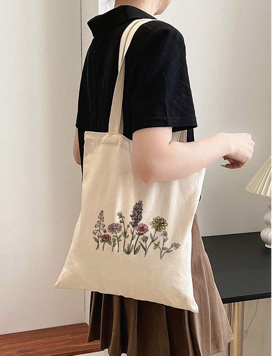 TOTE BAG - Kleurrijke Planten Grafische Shopper Tas - Draagtas - Polyester - Duurzaam - Handig - Stijlvol - Om Over De Schouder Te Hangen