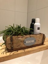 Badkamer organizer - Houten bak - steenmal - opbergbox - landelijke woonaccessoires - landelijke decoratie - badkameraccessoires - grijs