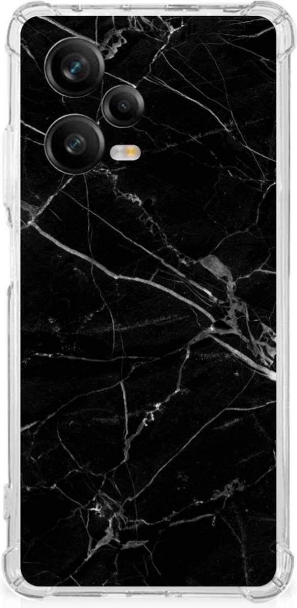 Xiaomi Redmi Note 12 Pro Plus Anti-Shock Hoesje Marmer Zwart - Origineel Cadeau Vader