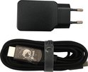 Zwarte Brook oplader met EU-stekker en een opgerolde zwarte Brook HDMI-kabel.