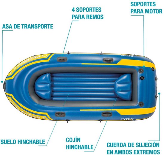Intex Challenger 3 Opblaasboot - 3-Persoons - Blauw/Geel