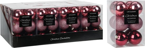Boules de décoration de Noël 24x -6 cm - plastique - rose