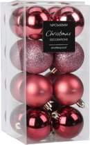 Christmas Decoration kleine kerstballen 48x -3cm-kunststof -roze