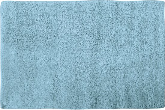 MSV Tapis de salle de bain/tapis de bain - pour le sol - bleu clair - 40 x 60 cm - polyester/coton