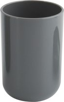 MSV Badkamer drinkbeker/tandenborstelhouder Porto - PS kunststof - donkergrijs - 7 x 10 cm