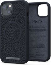 Njord byELEMENTS iPhone 13 hoesje - Telefoonhoesje van Hoogwaardig Zalmleer - Gereycled / Duurzaam materiaal - 2 Meter valbescherming - Geschikt voor Magsafe / Draadloos laden - Grijs