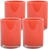 MSV Gobelet/Gobelet à limonade - 4x - Plastique PS - Rouge corail - 440 ml - Gobelets de camping - Luxe