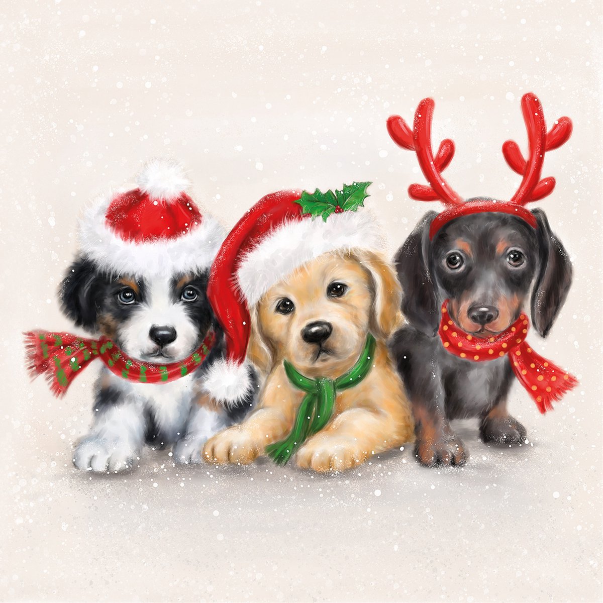 Ambiente kerst thema servetten - 60x st - 33 x 33 cm - honden print