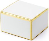 PartyDeco cadeaudoosje - Bruiloft bedankje - 10x - wit/goud - papier - 6 x 4 cm