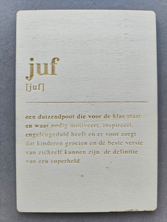 Houten Bedankje Juf | Cadeau kaart | Bedankkaart Juf | Mikki Joan