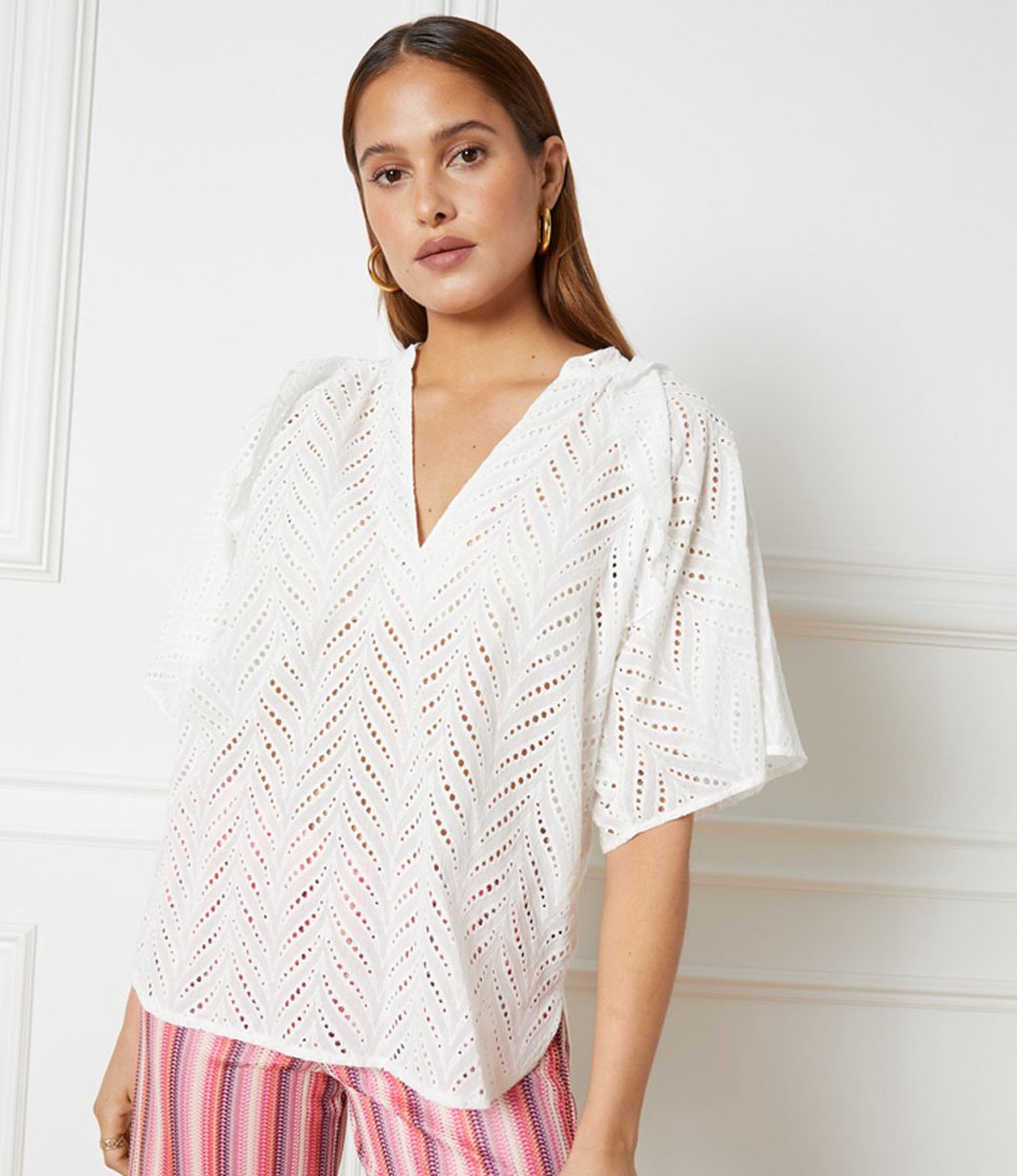Refined Department Blouse Missy Sleeve Top R2305940104 002 Off White Dames Maat - M