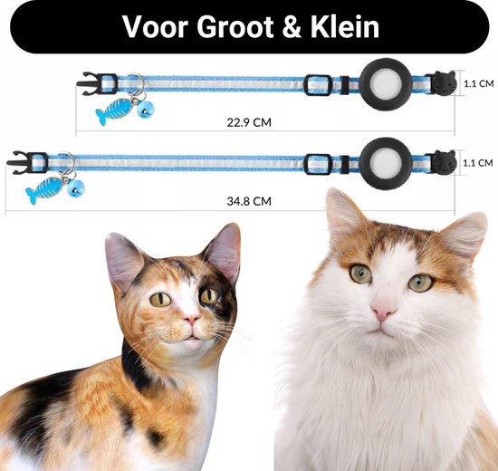 PeekGuard - Kattenhalsband geschikt voor Apple AirTag - Halsband kat met Airtag Houder - Reflecterend & Comfortabel - Veiligheidssluiting & Kras -en waterbestendig - Incl. Adreskoker - Premium Zwart - PeekGuard