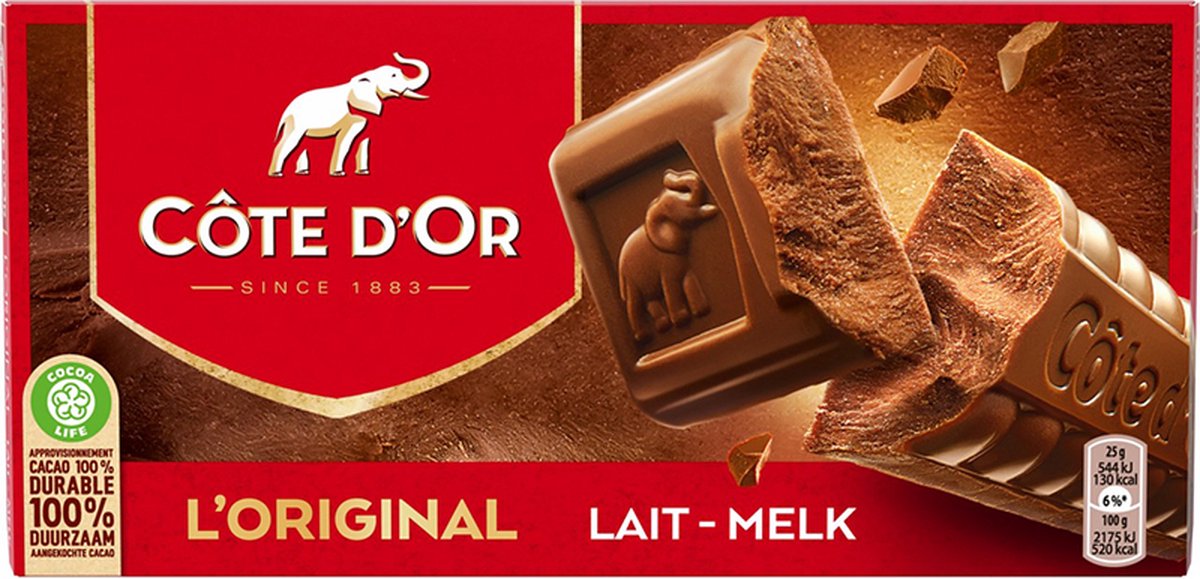 Tablette de chocolat au lait L'Original COTE D'OR