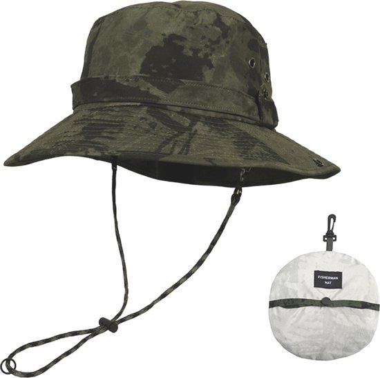 Su.B Cowboy Hoed, Bucket Hat, Opvouwbaar, Vissershoedje Heren, UV-bescherming, Snel Droog, One Size, Verstelbare Maat 55-63 cm - Groen