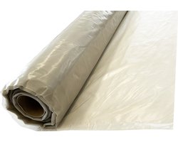 Kortpack - Bouwfolie 400cm breed x 50mtr lang x 50my dik - Transparant - 1 Rol - Van Gerecycled Plastic - Afdekfolie tijdens Klussen, Verbouwen, Isoleren - (040.0055)
