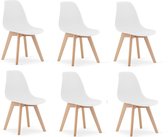 KITO - Eetkamerstoelen - set van 6 eettafel stoelen - wit