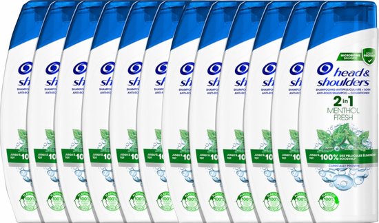 Head & Shoulders Anti-Schuppen Shampoo + Balsam 2in1 Menthol Fresh – 3 X 540 Ml Für Fettiges Haar