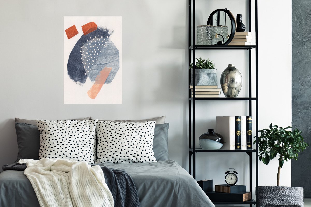 Poster Abstract - Vormen - Blauw - Stippen - 40x60 cm