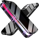 Fiquesa Autri® - Iphone 12 hoesje - zwart - privacy scherm - Dubbelzijdig glas protector - metalen bumper