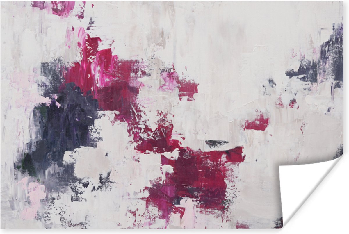 Poster Roze - Grijs - Verf - Abstract - 120x80 cm