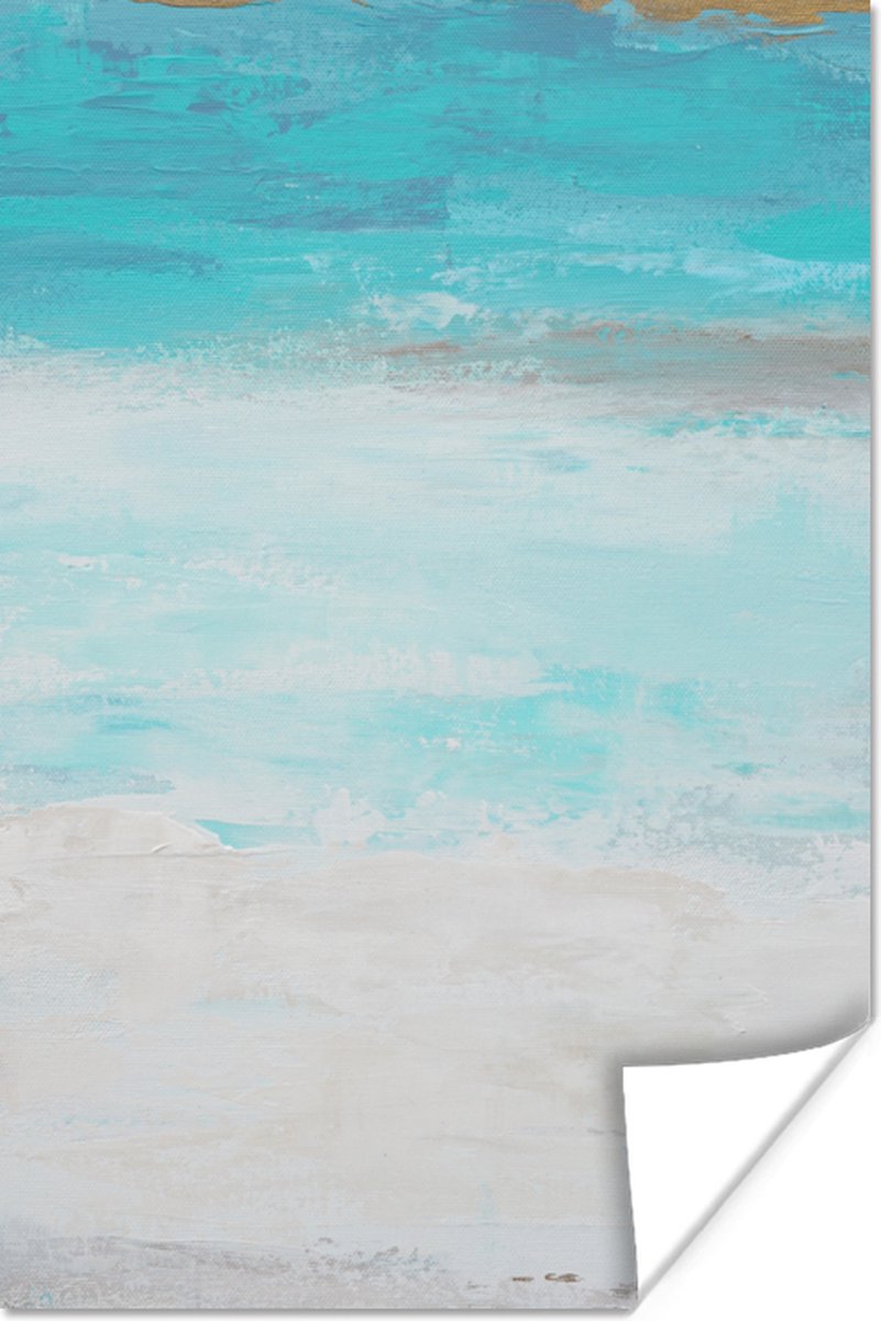 Poster Verf - Blauw - Wit - Kunst - 20x30 cm