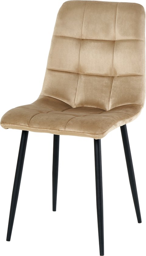 Nuvolix velvet eetkamerstoel - Milaan - eetkamerstoel - velvet stoel - beige